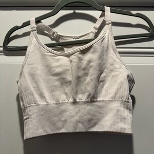Aerie Cream Ribbed Sports Bra